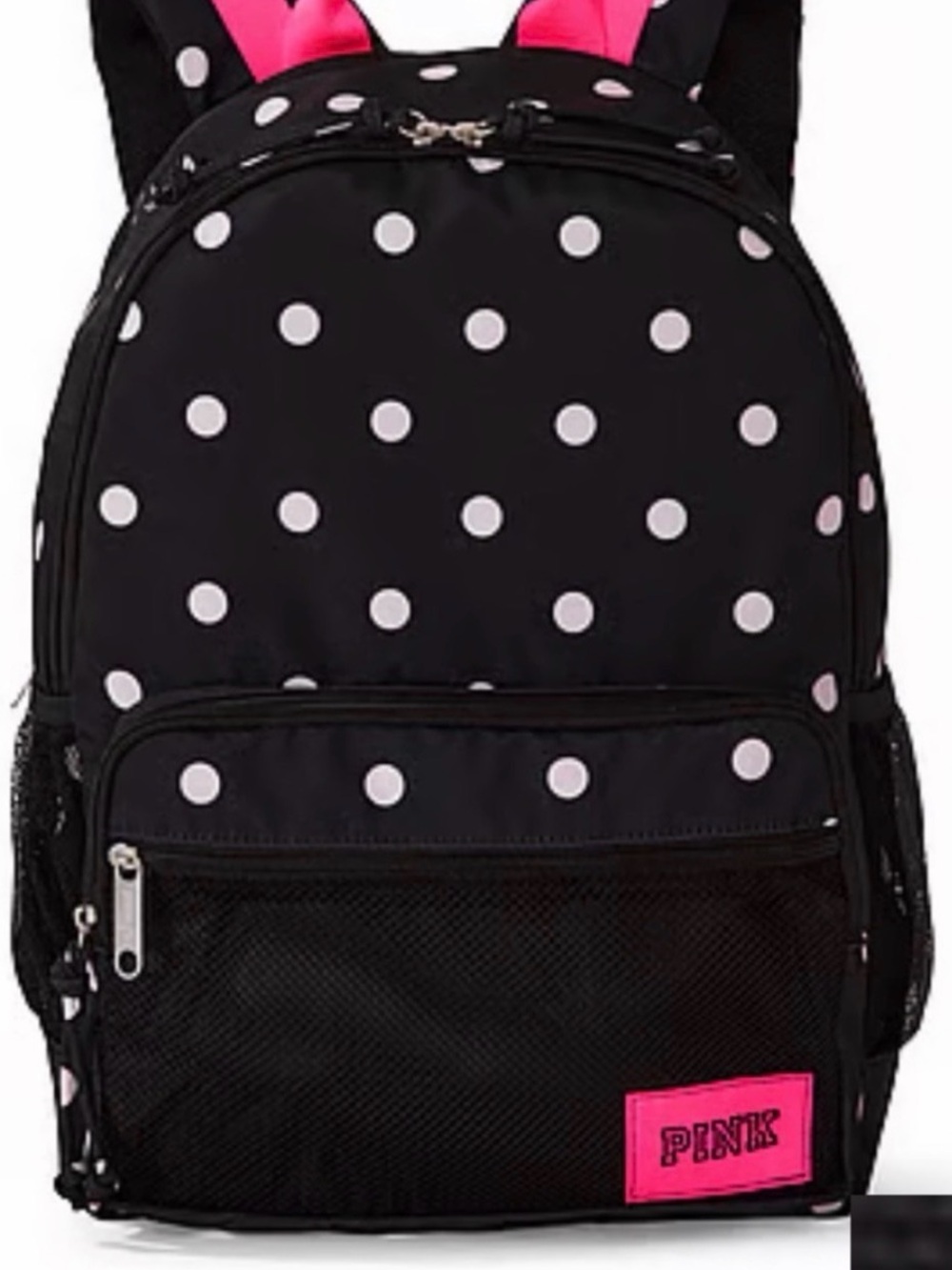 Victoria's Secret PINK Black Backpack with Light Pink Polka Dots